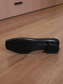 女款防水方頭坡跟鞋,易穿易脫 - 黑色 - 查看 4