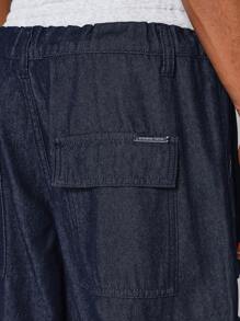 SUMWON Loose Fit Double Waistband Cargo Jean - Dark Wash - View 6