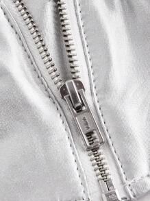 SHEIN ICON 女性Y2K性感金屬質感修身極短款露腹背心，夏季必備 - 銀色 - 查看 3