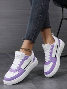 Của phụ nữ Lace-up Giải trí Giày thể thao , Nhẹ Đường phố Ván trượt Giày dép - Màu tím hoa cà - Xem 2