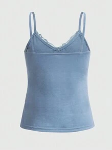 ROMWE Fairycore Mermaid Contrast Lace Cami Top - Blue - View 2