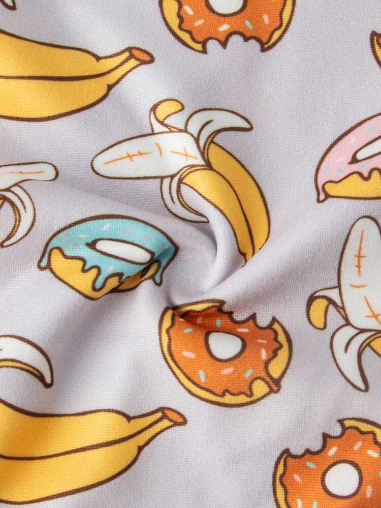 Men's Banana & Doughnut Print Boxer Briefs 3pcs/Set Combination