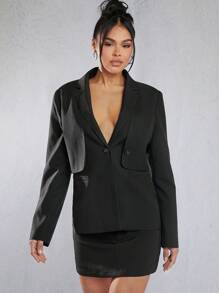 SHEIN Unity Blazer con botones, espalda descubierta y correa para anillo de moda y sexy