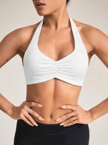 Easithlete Split Back Sports Tee Gym Topworkout Tank Top - White - View 4