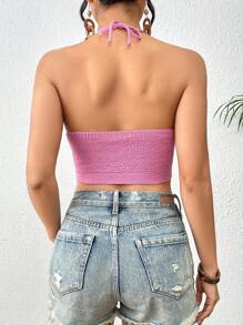Breezaya Heart Pattern Knit Vest With Halter Strap