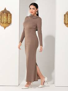 Modelyn Women's Glitter Mermaid Tail Hooded Dress Long Evening Dresses - Khaki - View 7