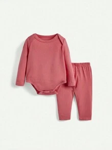 Cozy Pixies Newborn Baby Girl Newborn 4Pcs/Set Long-Sleeved And Pants With Overlapping Shoulder Design Matching Sets - Pink - View 6