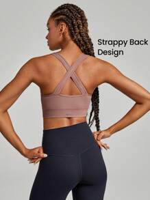 GLOWMODE Seamless Solid Straps Skinny Sports Bra Soft Gym - Pink - View 6