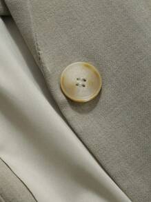 Livesso 女士翻领短袖西装外套和短裤套装商务装 - 綠色 - 查看 9