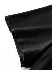 Flirla Plus Size Balloon Printed Short Sleeve T-Shirt Dress - Black - View 3