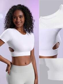 SHEIN Sport Studio Seamless High Elasticity Sports T-Shirt Gym Top