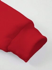 Men Letter Graphic Drop Shoulder Sweatshirt - Red - View 5