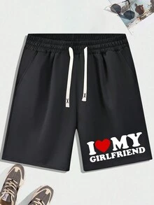 3 cái/bộ Nam Mùa hè Hợp thời Love Tim & In thư Giải trí Eo dây rút Quần short - Nhiều màu - Xem 4