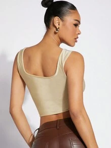 Hauture Figure Graphic Panel Crop Tank Top - Multicolor - View 2