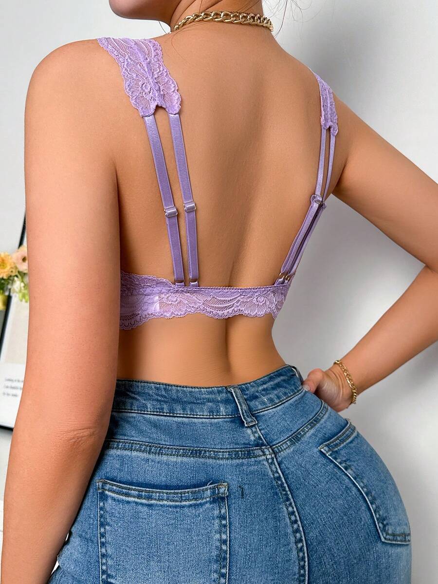 SHEIN Lace Wide Strap Wireless Bra SHEIN USA