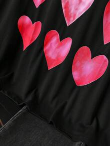 SHEIN LUNE Kích thước lớn Tim In Áo thun - màu đen - Xem 7