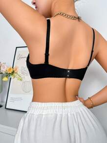 蝴蝶結裝飾的有鋼圈胸罩 - 黑色 - 查看 2