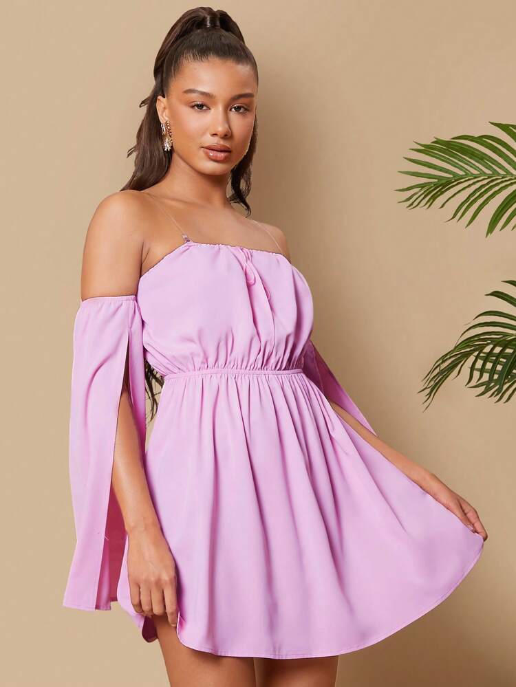 Women's Split Sleeve And Cinching Waist Dress