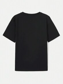 SCOOBY-DOO X SHEIN Tween Boy Cartoon And Letter Graphic Tee - Black - View 2