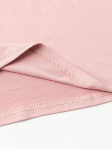 SHEIN Essnce lễ Phục sinh Phim hoạt hình thỏ in Vòng cổ Của phụ nữ Áo thun - Hồng - Xem 5