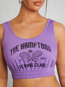 Hauture Tennis Graphic Top & Shorts & Shirt Three Pieces Set - Purple - View 3