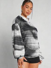 Denimoi Fashion Face Graphic Kangaroo Pocket Hoodie - Multicolor - View 4