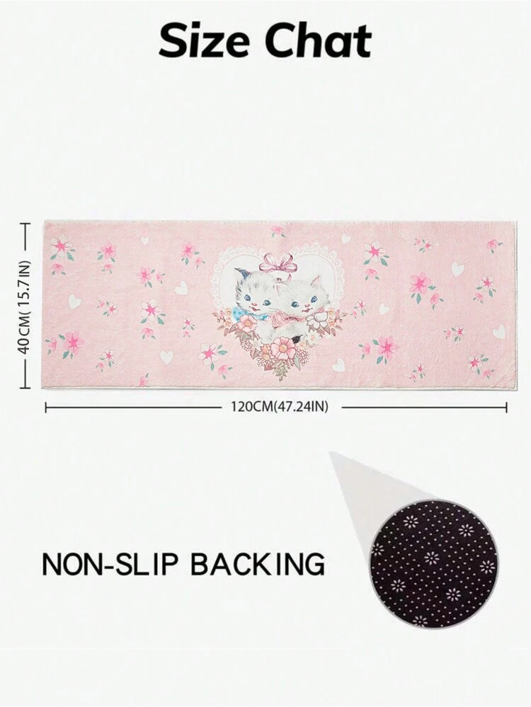 ROMWE Kawaii Manta Decorativa De Felpa Gruesa Con Lindo Patrón De Gato De Imitación De Cashmere - Multicolor - Ver 5