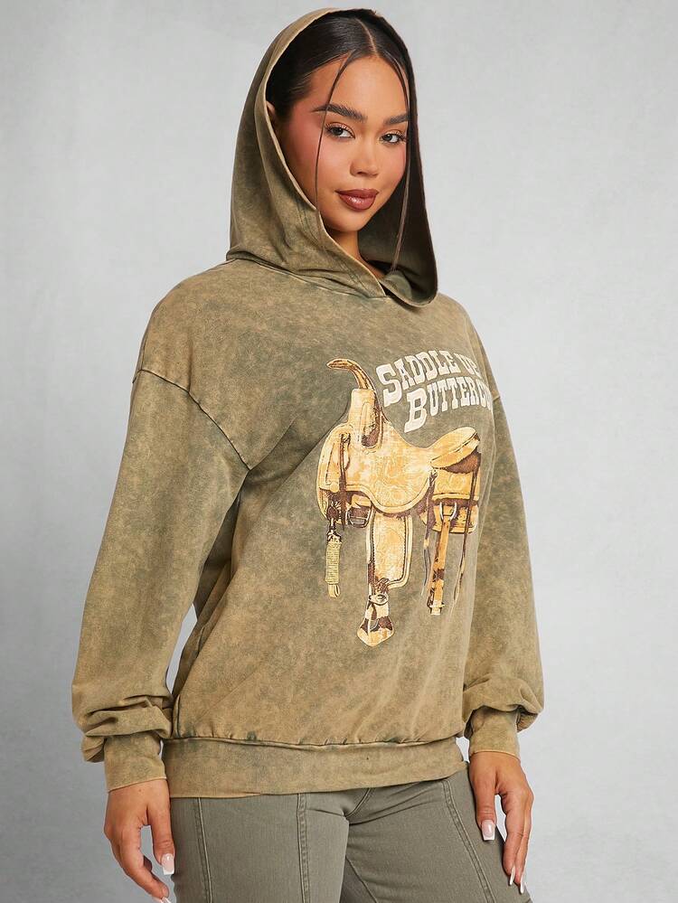 Western Graphic Wash Hooded Sweatshirt