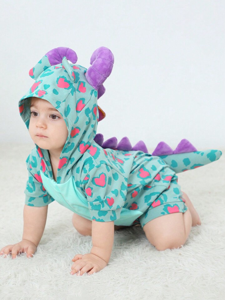SHEIN Persoplay Kids Baby Boys Cute One Piece Romper With Little Monster Design SHEIN
