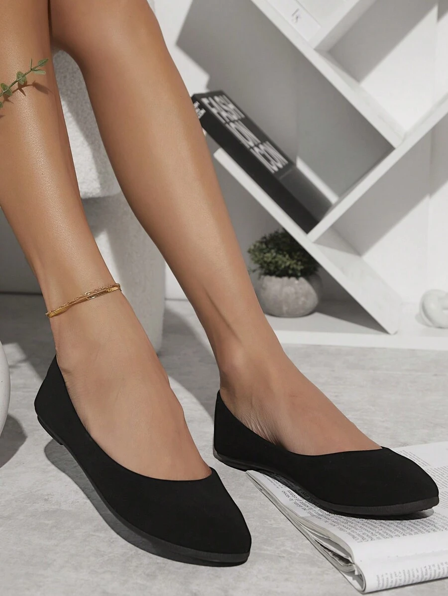 SHUZIA Ladies' Solid Color Casual Flat Shoes Suitable For Daily Wear - Black - View 1