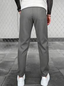 Manfinity Homme 男士纯色抽绳腰斜口袋长裤，适合秋季