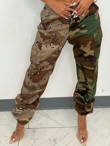 Camo Print Flap Pocket Cargo Pants - Multicolor - View 3