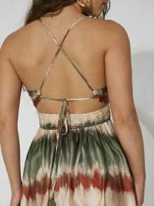 SHEIN Unity Tie Dye Tie Backless Cross Dress - Multicolor - View 5