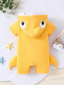 SHEIN Conjunto De Cosplay De Disfraz De Tiburón 3d Para Bebé Con Diseño De Aletas De Pez - Amarillo - Ver 7