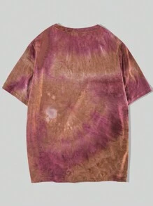 ROMWE MEN Prep Men Letter Graphic Tie Dye Y2k T-Shirt - Multicolor - View 2