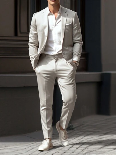 Manfinity Mode Męski Klapa Zestaw marynarka ze spodniami Z w pepitkę Projekt