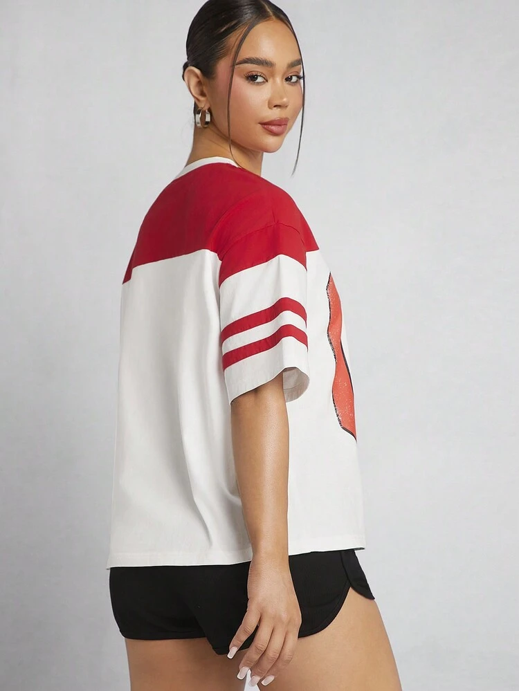 Graphic Sports Drop Shoulder Oversized T-Shirt