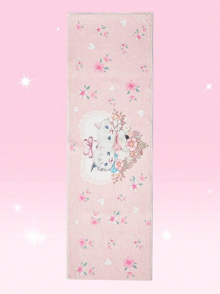 ROMWE Kawaii Manta Decorativa De Felpa Gruesa Con Lindo Patrón De Gato De Imitación De Cashmere - Multicolor - Ver 2