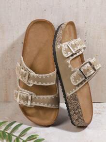 SHUZIA Women's Solid Color Soft Bottom Flat Sandals