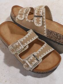 SHUZIA Women's Solid Color Soft Bottom Flat Sandals