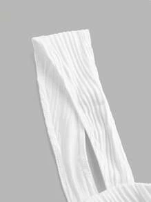 Sweetina Y2k Solid Color White Textured Hollow Out Crop Top Camisole - White - View 8