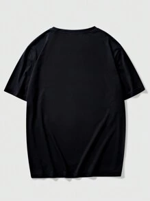 ROMWE MEN Anime Men Car & Japanese Letter Graphic Tee, School - Black - View 2