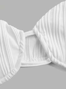 Sweetina Y2k Solid Color White Textured Hollow Out Crop Top Camisole - White - View 9