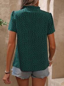 SHEIN VCAY Tất cả In Ống tay áo Áo sơ mi Với Cổ áo có khía - Nhiều màu - Xem 2