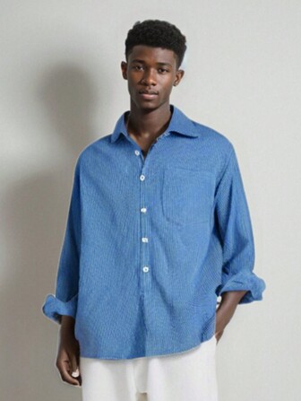 Men's Solid Color Corduroy Casual Shirt