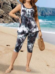 EMERY ROSE 加大碼縮染寬鬆休閒背心和短褲