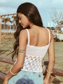 Soleia Holiday Crochet Halter Knit Top