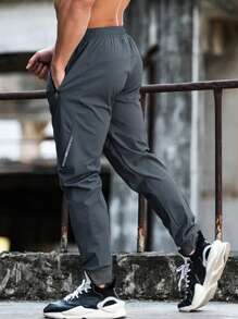 Manfinity Sport Corelite Men Drawstring Waist Zipper Pocket Sports Trousers - Dark Grey - View 2