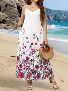 EMERY ROSE Kích thước lớn Của phụ nữ Hoa In Váy Dây - trắng - Xem 3