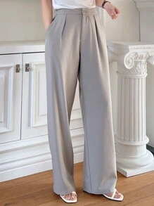 Dazy Designer 纯色褶皱裤，女士正装裤，返校服装